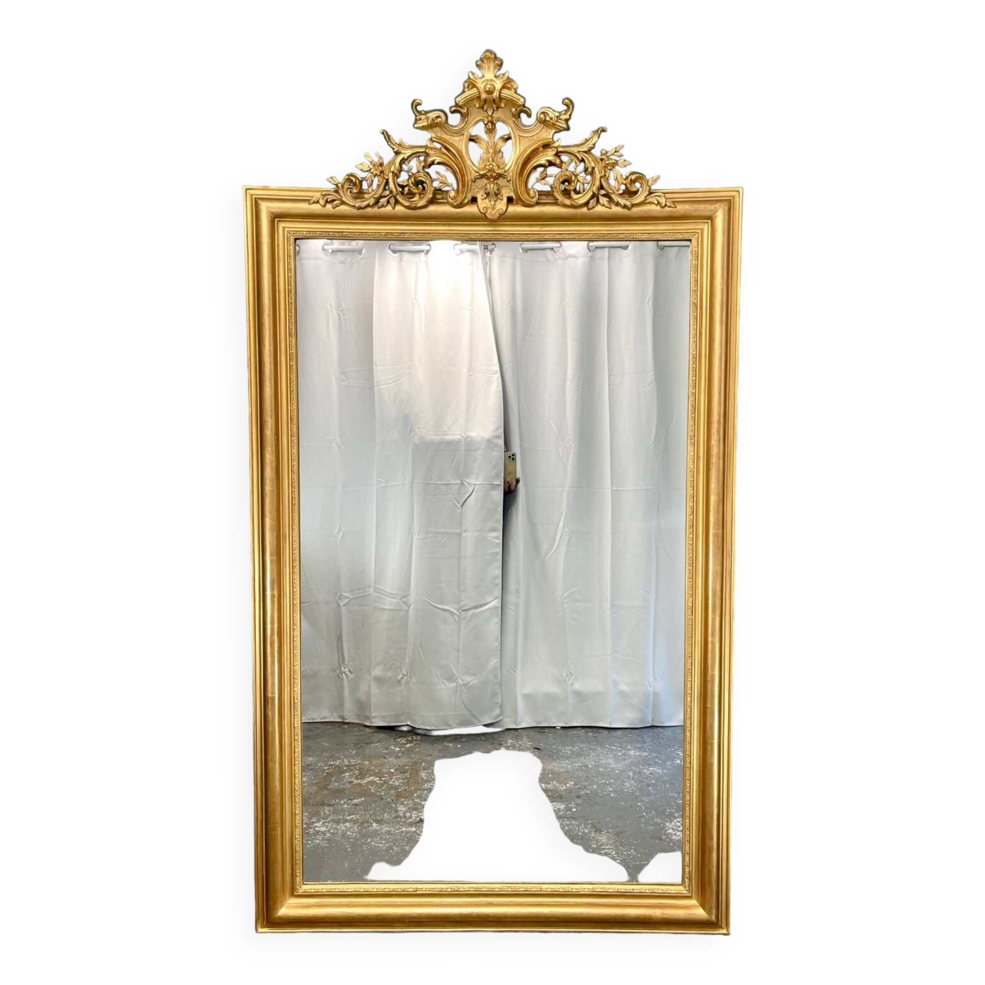 Large old 19th century mirror high 196x 112 cm superb condition