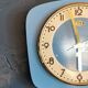 Vintage formica clock rectangular silent wall pendulum "Lora blue"