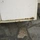Old storage furniture in sheet metal and enamelled sheet metal