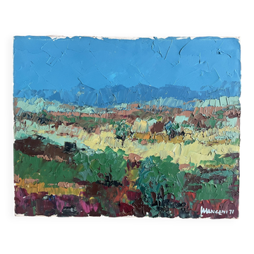 Oil on canvas Abstract signed MANCINI (Italy, 1970)