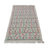 White carpet with multicolored Berber patterns handmade