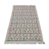 White carpet with multicolored Berber patterns handmade