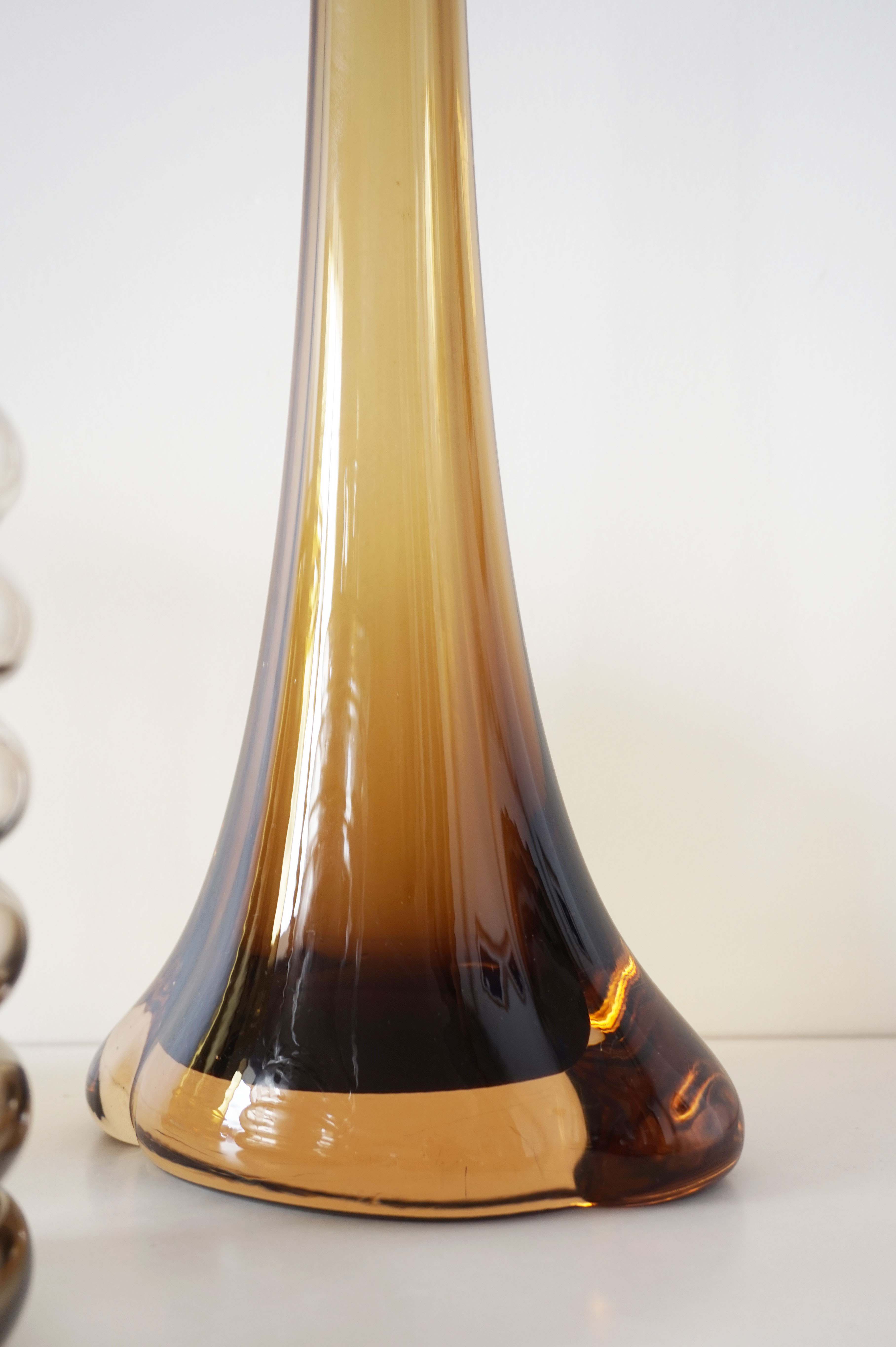 Set of vintage smoked glass vases