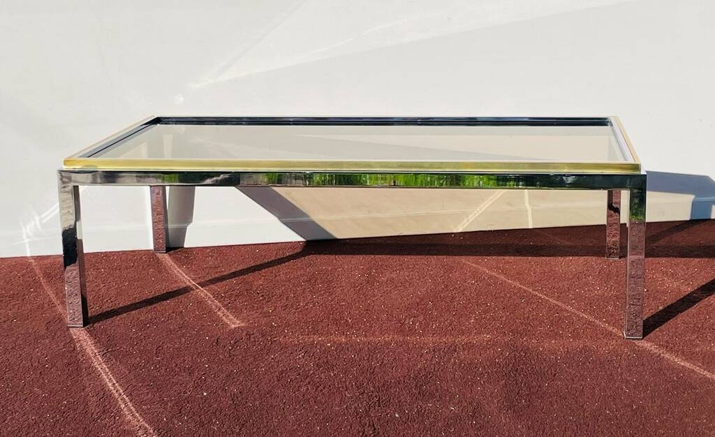 Rectangular coffee table. Flaminia Belgochrom W. Rizzo Vintage 70s