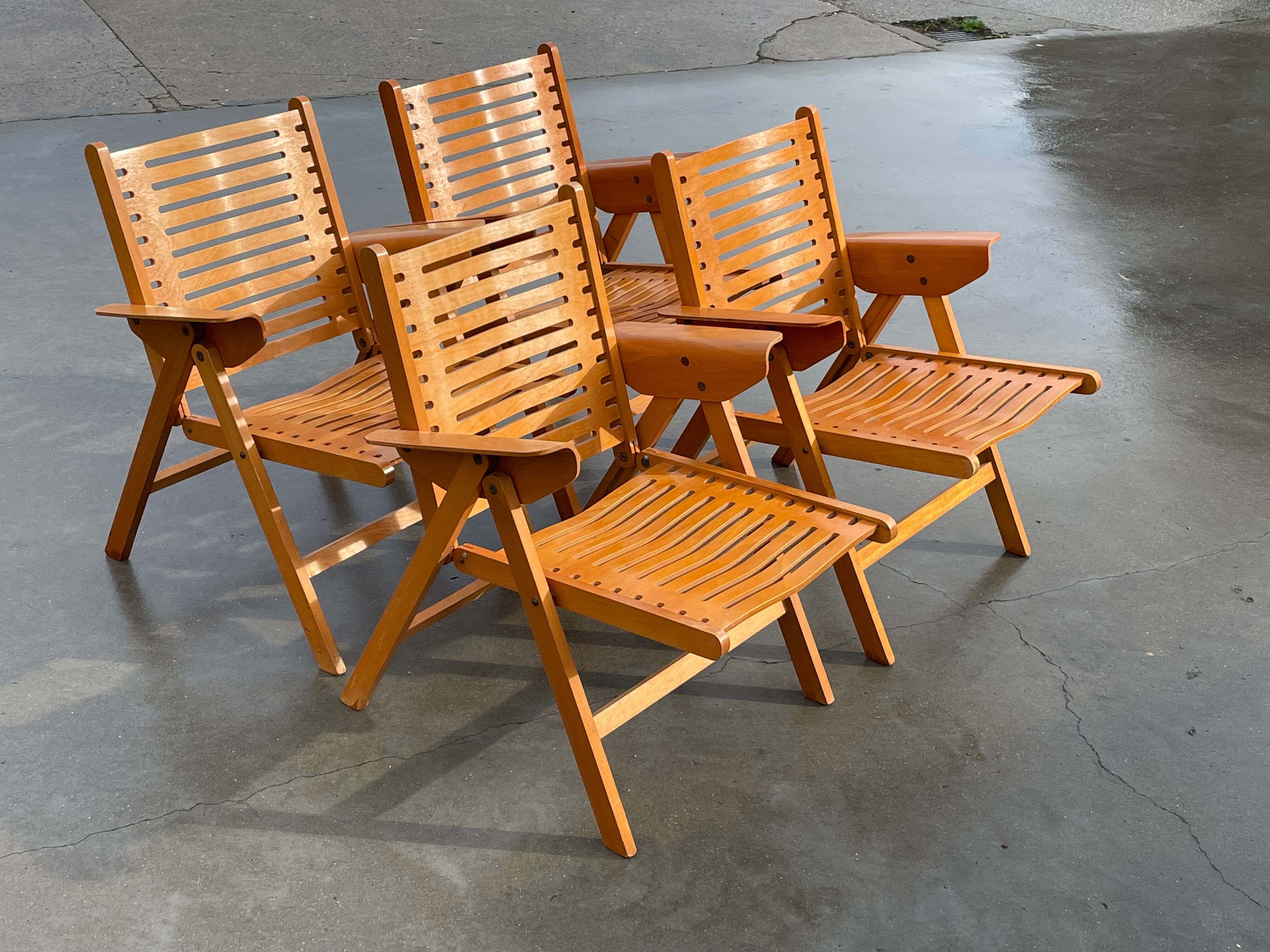 Vintage set of four Rex Plywood folding chairs by Niko Kralj design 1950