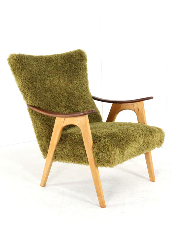 Two tone doodle armchair 'Wing'  fully restored unique upholstery wingback