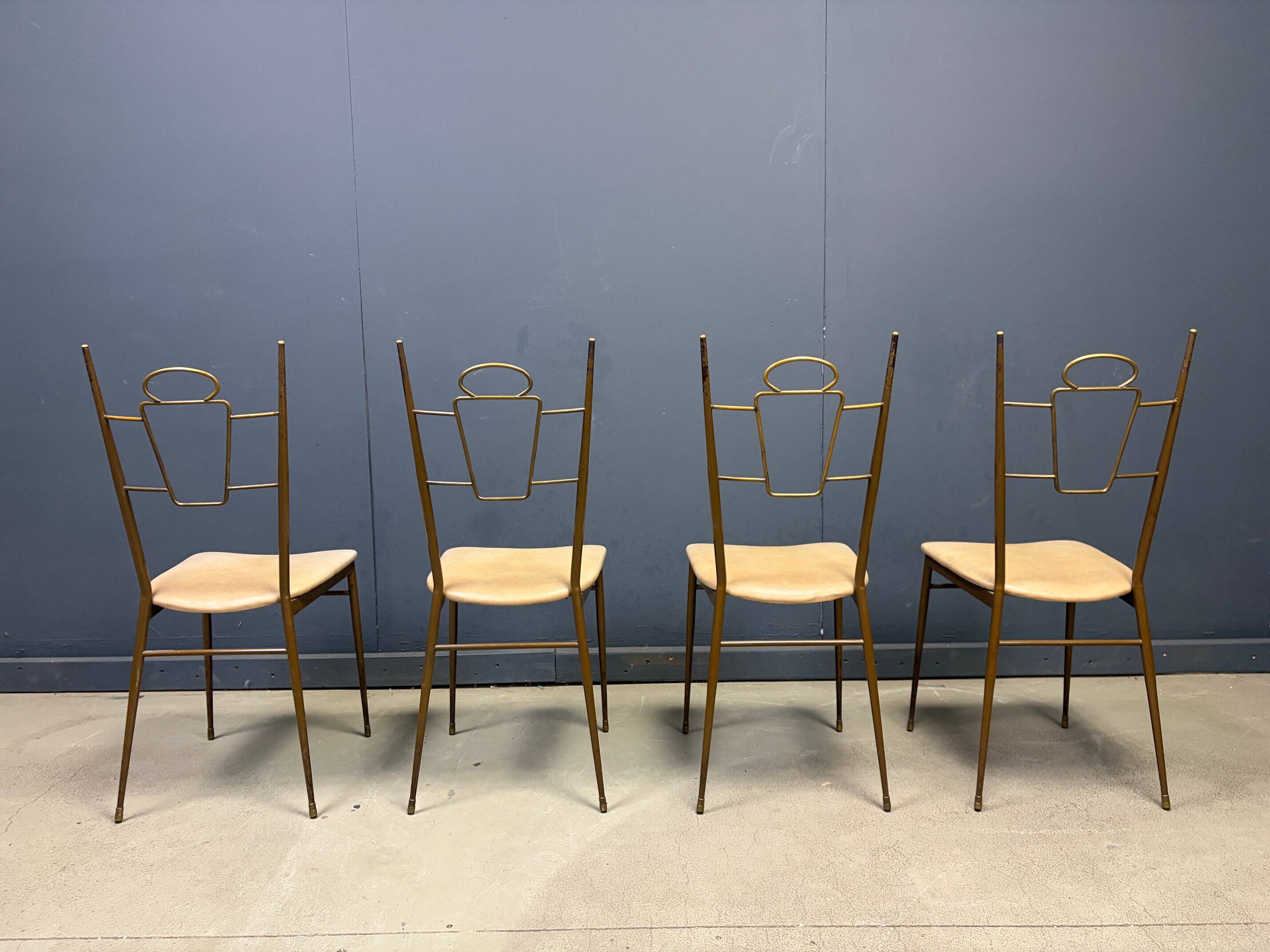Mid-century Italian brass dining chairs, 1950s