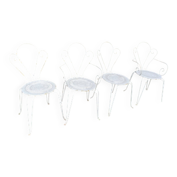 Lot de 4 chaises de jardin en fer forgé