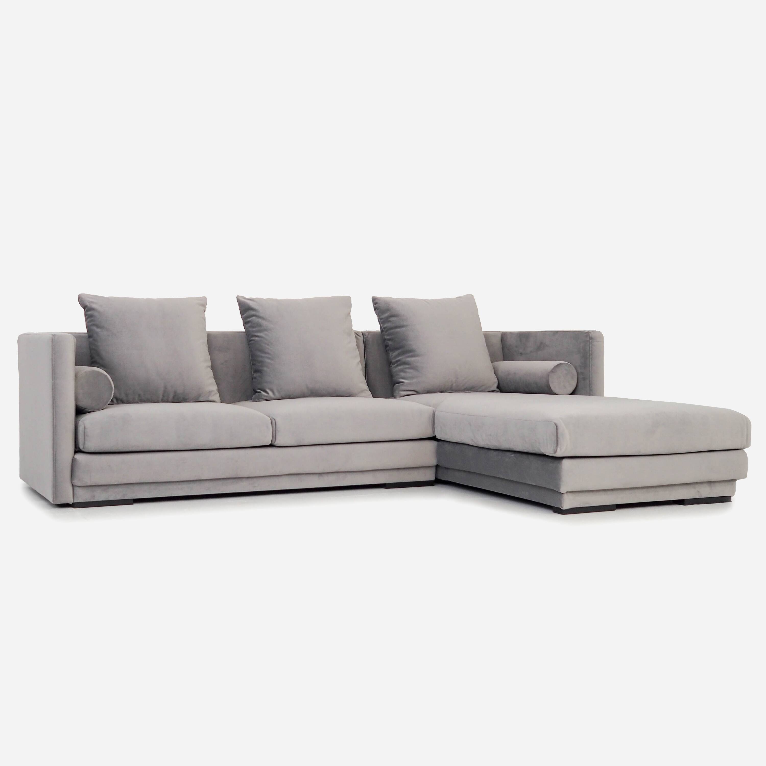 Corner sofa MALMO silver velour, Scandinavian design
