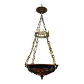 Magnifique lustre suspension Art Déco signé "Noverdy France".