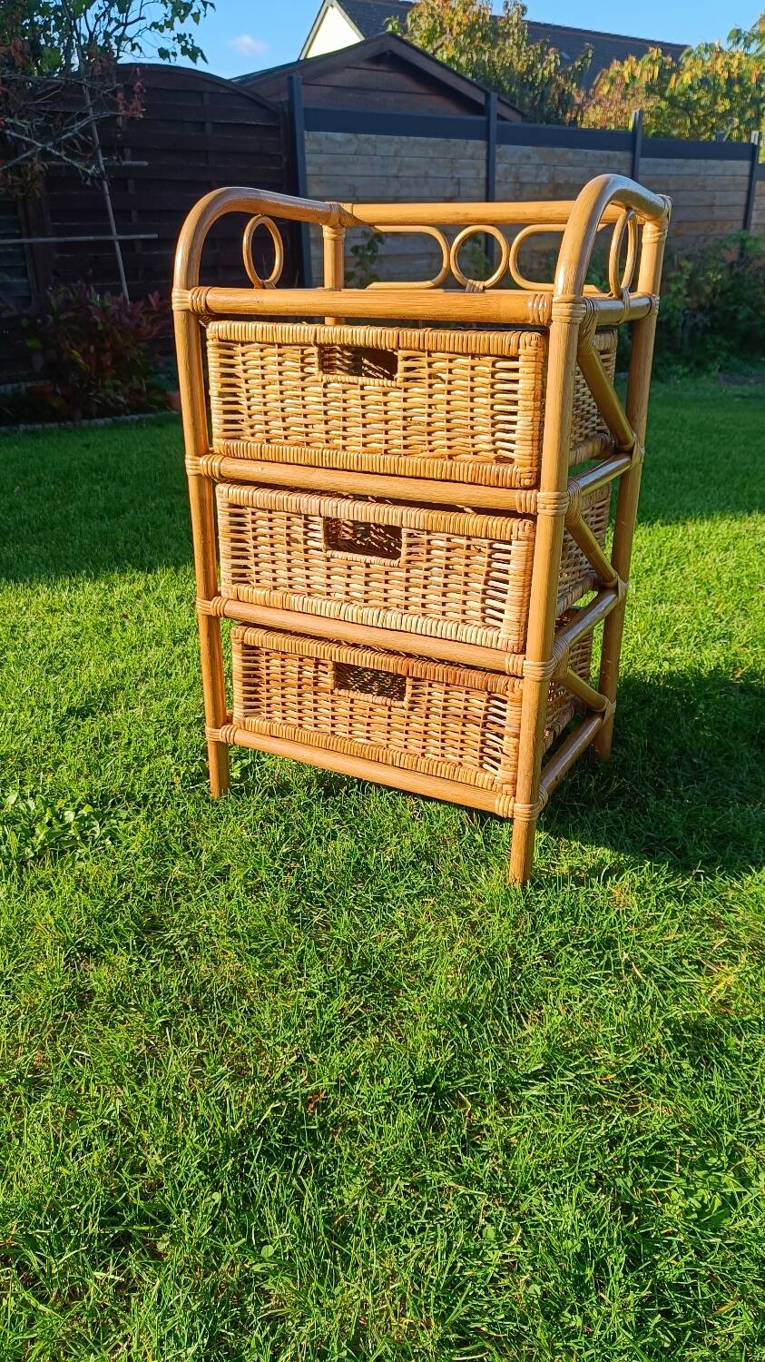 Commode, chiffonnier en rotin vintage