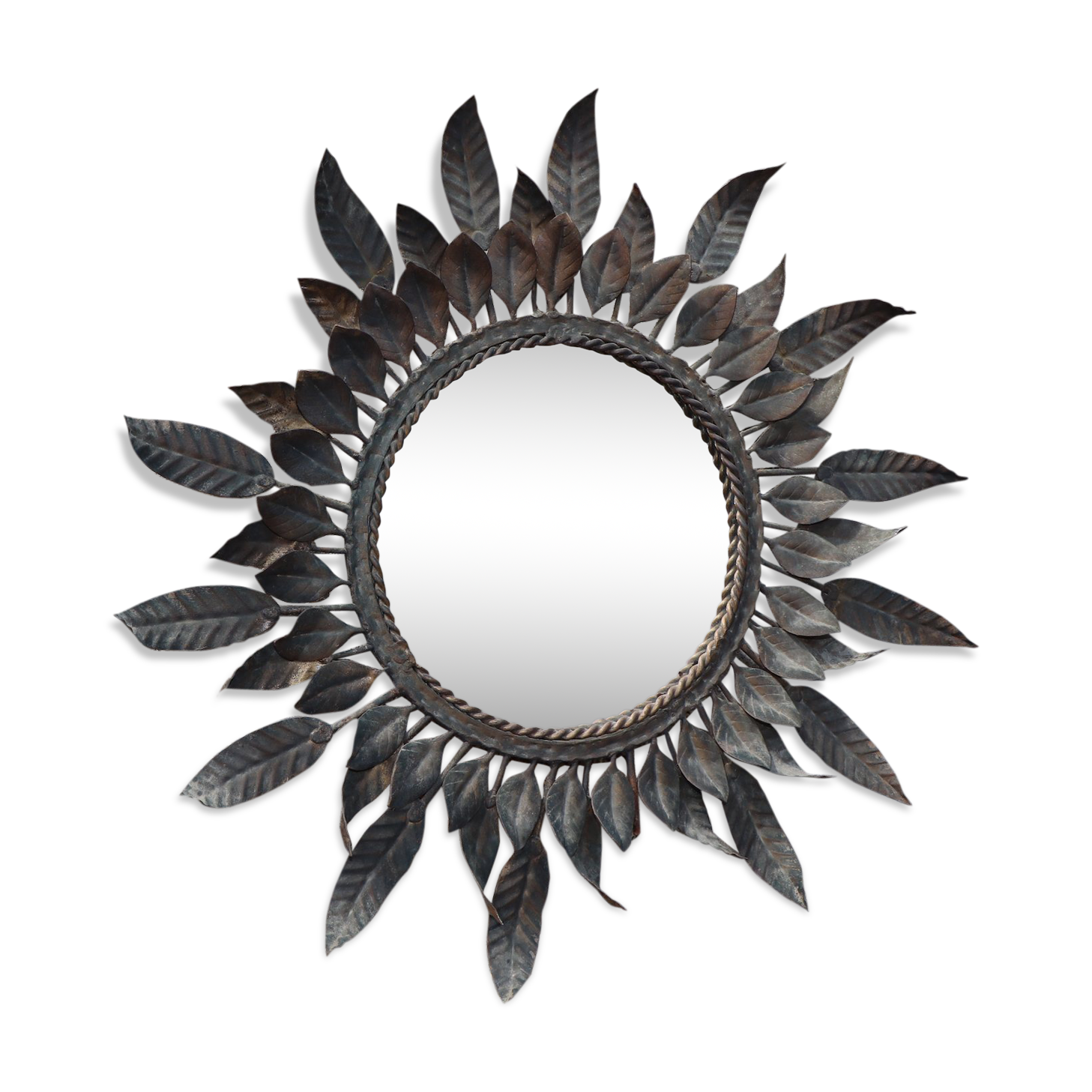 Mirror ancient Sun, leaves, brass, Minori 46cm