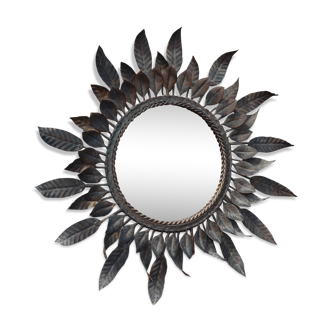 Mirror ancient Sun, leaves, brass, Minori 46cm