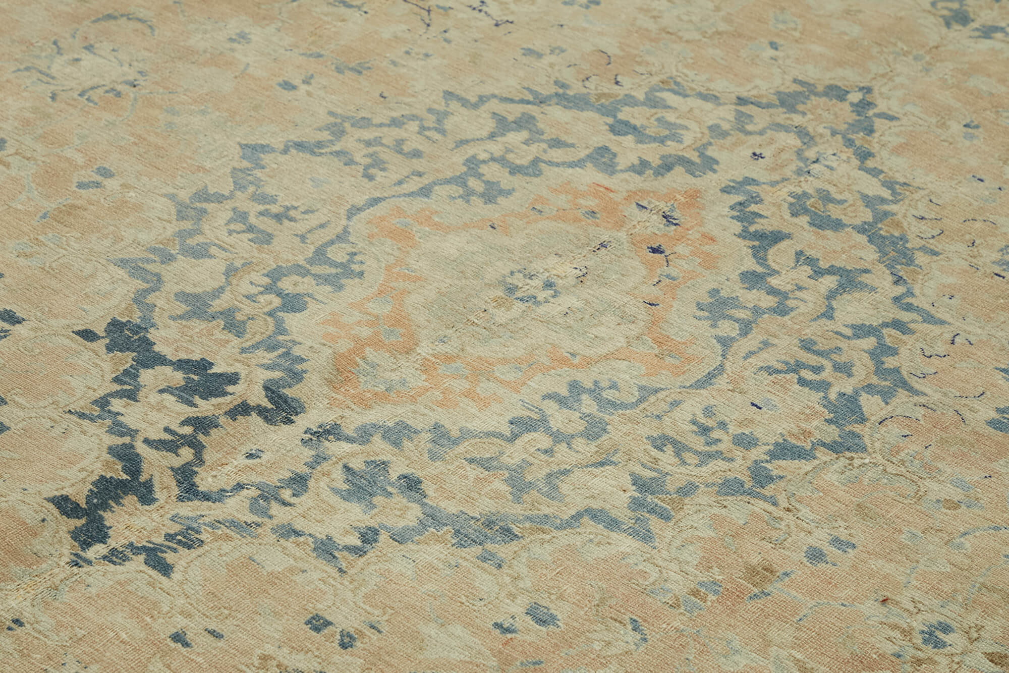 Hand-knotted persian vintage 1970s 305 cm x 390 cm beige wool carpet