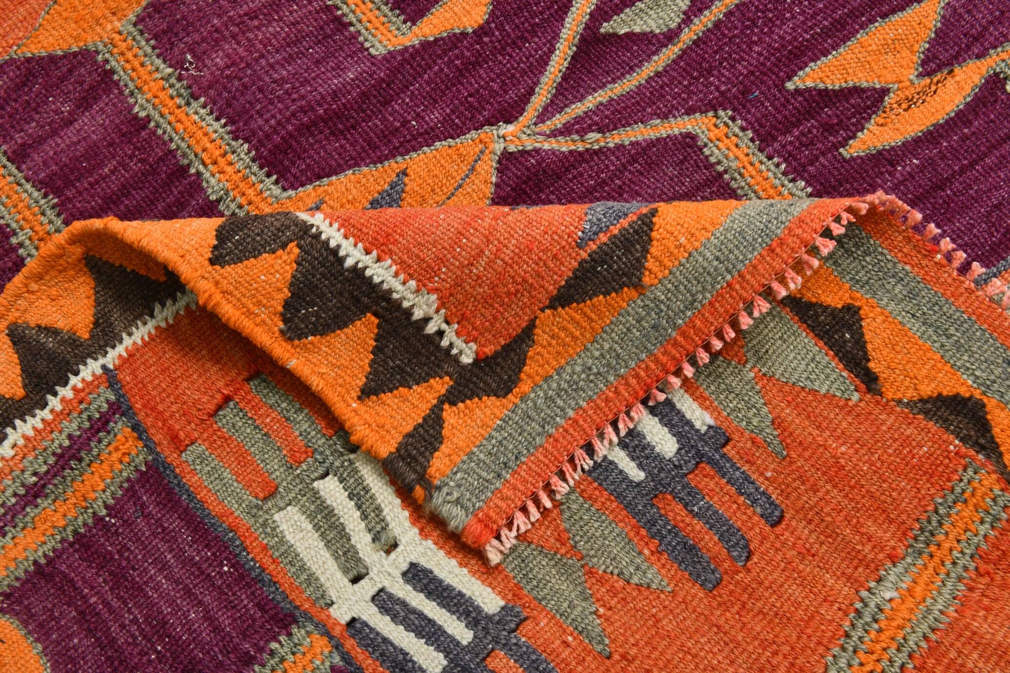 4x12 Kilim Multicolor Rare Size Pattern Kilim Rug, 113x364Cm