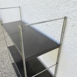 Modular String shelf in chrome and brown metal
