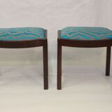Pair of 50/60 design stools, jacquard fabric.