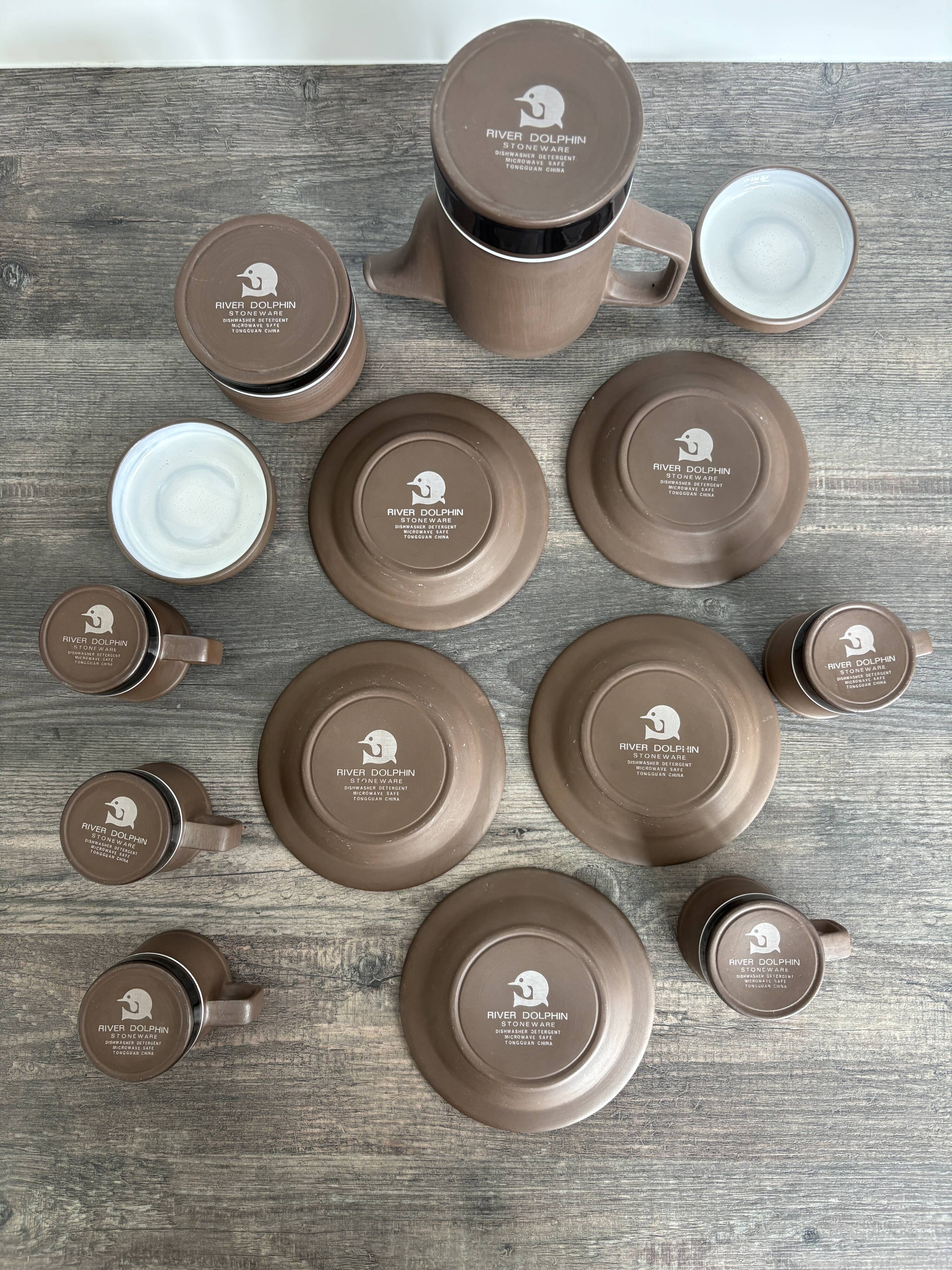 Vintage River Dolphin coffee service – Matte stoneware