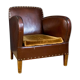 Antique club armchair of leather cloth