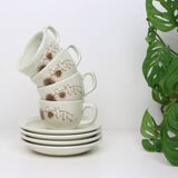Set of 4 cups and saucers, Sarreguemines, Chardon model, vintage French