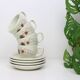 Set of 4 cups and saucers, Sarreguemines, Chardon model, vintage French