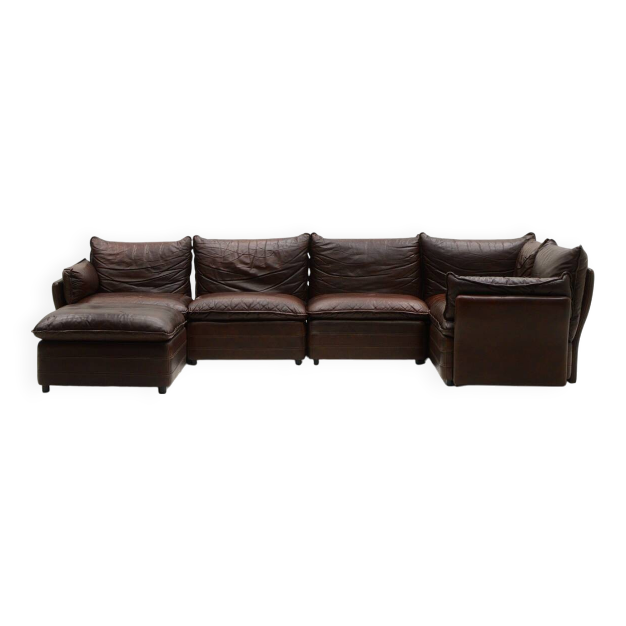Large leather modular sofa, 1970s Germany