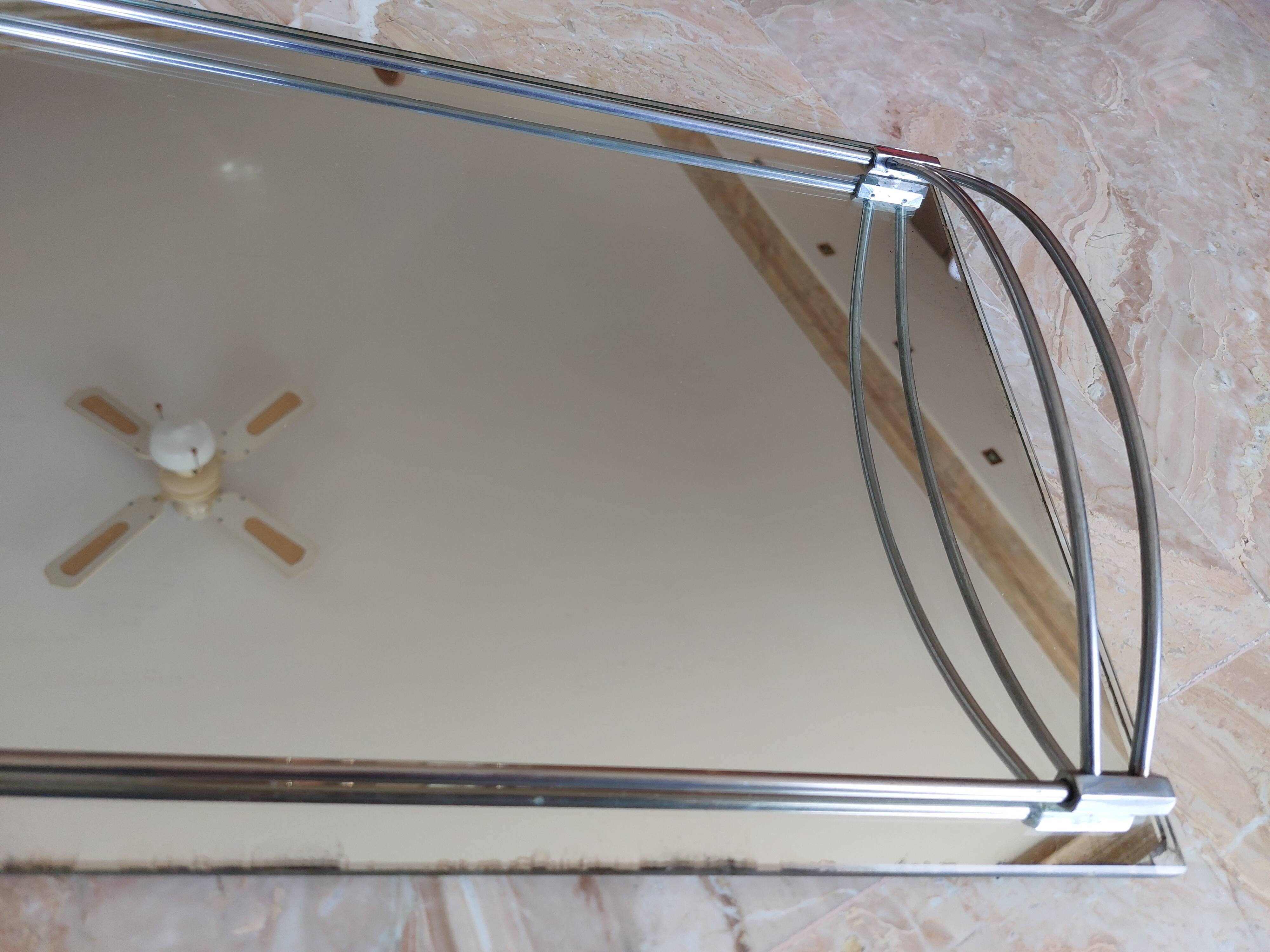 Plateau ancien miroir et chrome époque Art Déco 1930