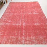 Distressed red turkish vintage rug 303x209 cm