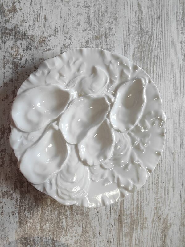 Assiette à huîtres XIXe porcelaine Haviland & Co Limoges France