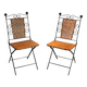 Paire de chaises pliables en fer forgé et rotin.