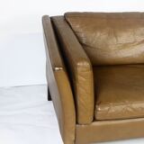1970s brown leather sofa by Vejen Polstermøbelfabrik