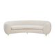 Curved Four-Seat Italian Sofa in White Bouclé Wool, Brass Legs