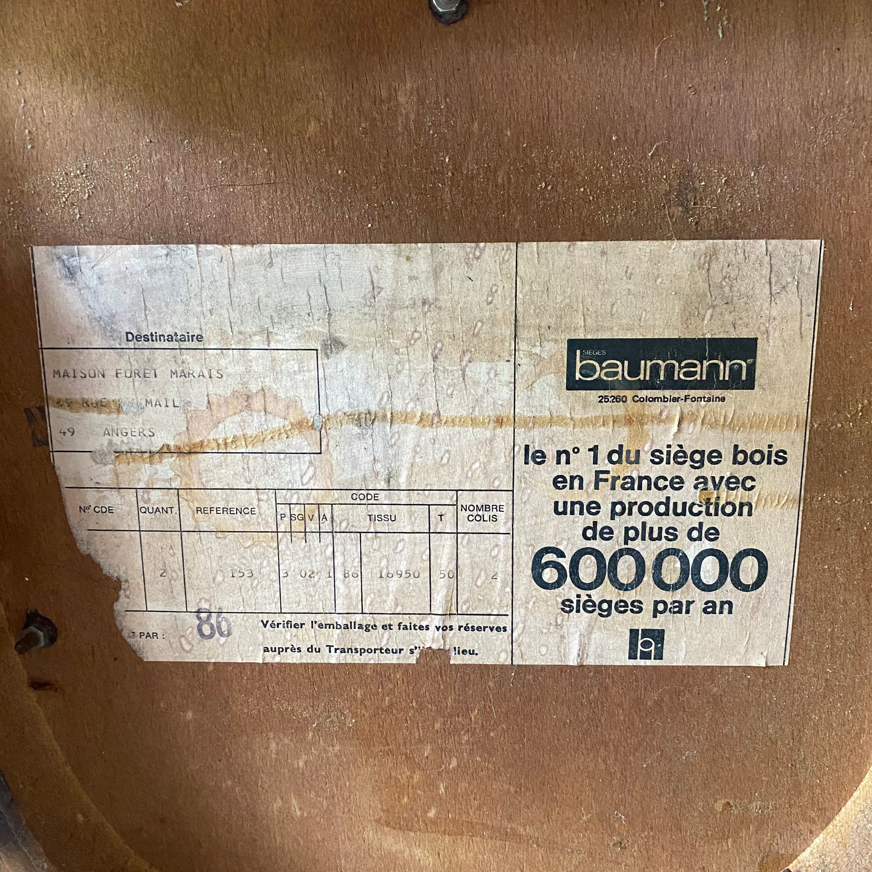 Baumann bistro chairs in wood and skaï