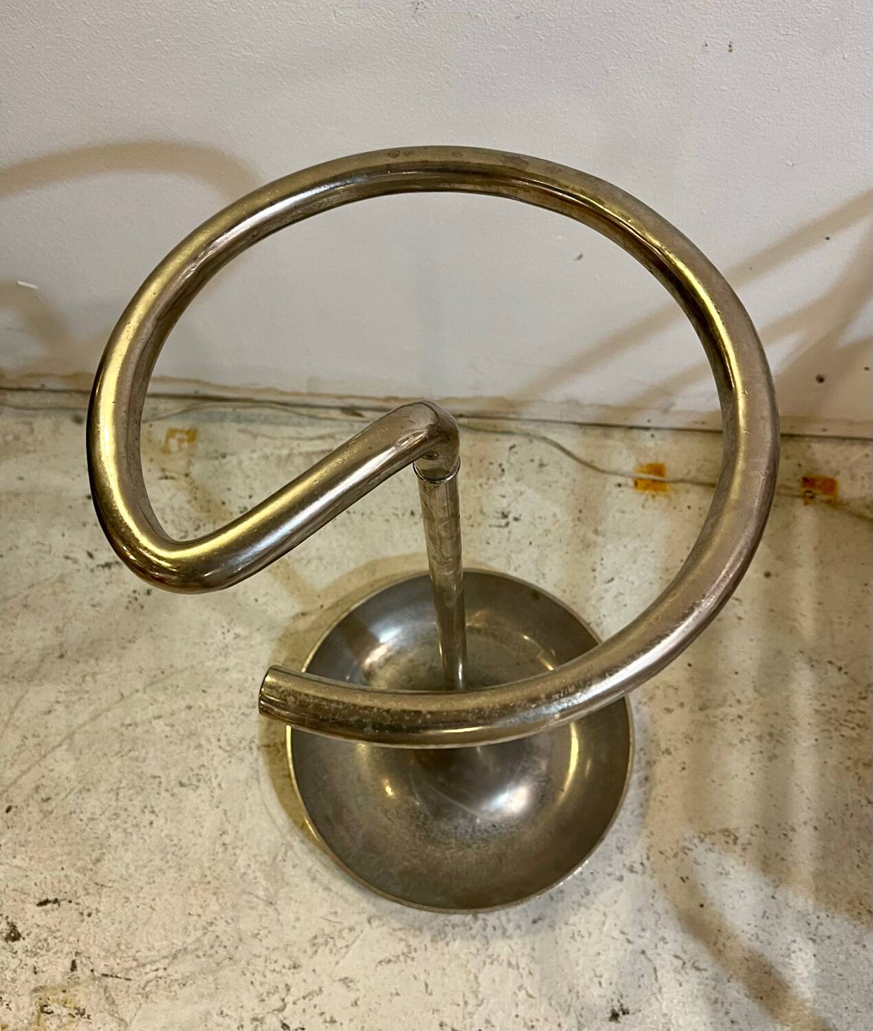 Modernist umbrella stand in chrome tube