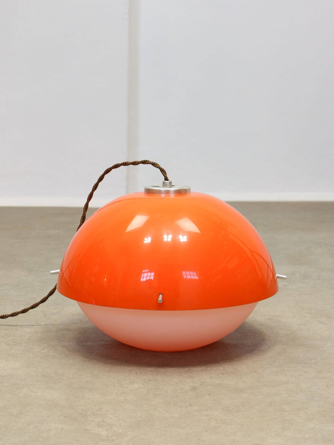 Italian Orange Acrylic Glass Pendant Lamp, 1970s