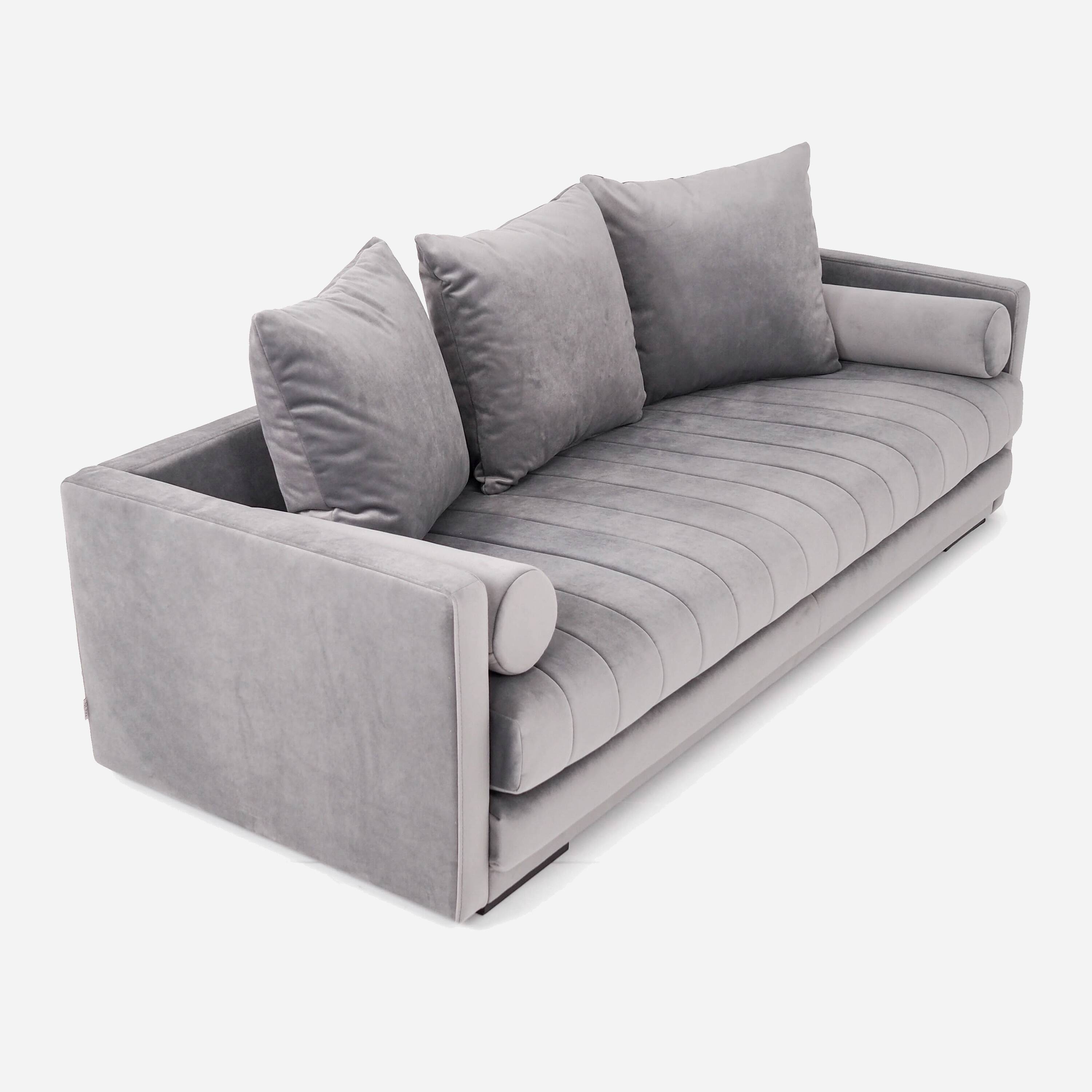 Sofa KOPENHAGA velours argent, design scandinave