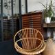 Old vintage metal foot rattan chair
