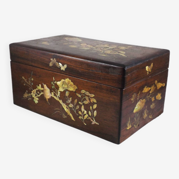 Old Chinese wooden box inlaid with mother-of-pearl late 19th century