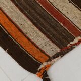 6x8 Brown Red Striped Vintage Kilim Rug, 195x259Cm