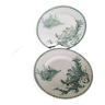 set of 2 A. Lebacqz & M. Bouchart earthenware plates, green color, Trianon model