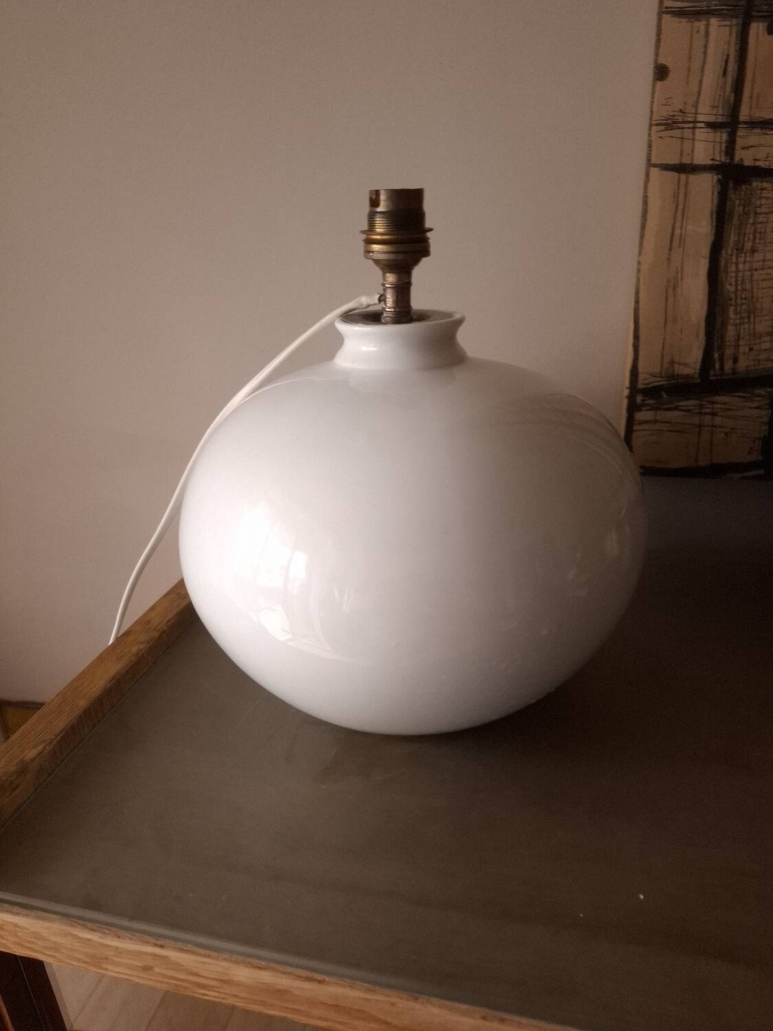 Limoges porcelain ball lamp base from the 60s and 70s