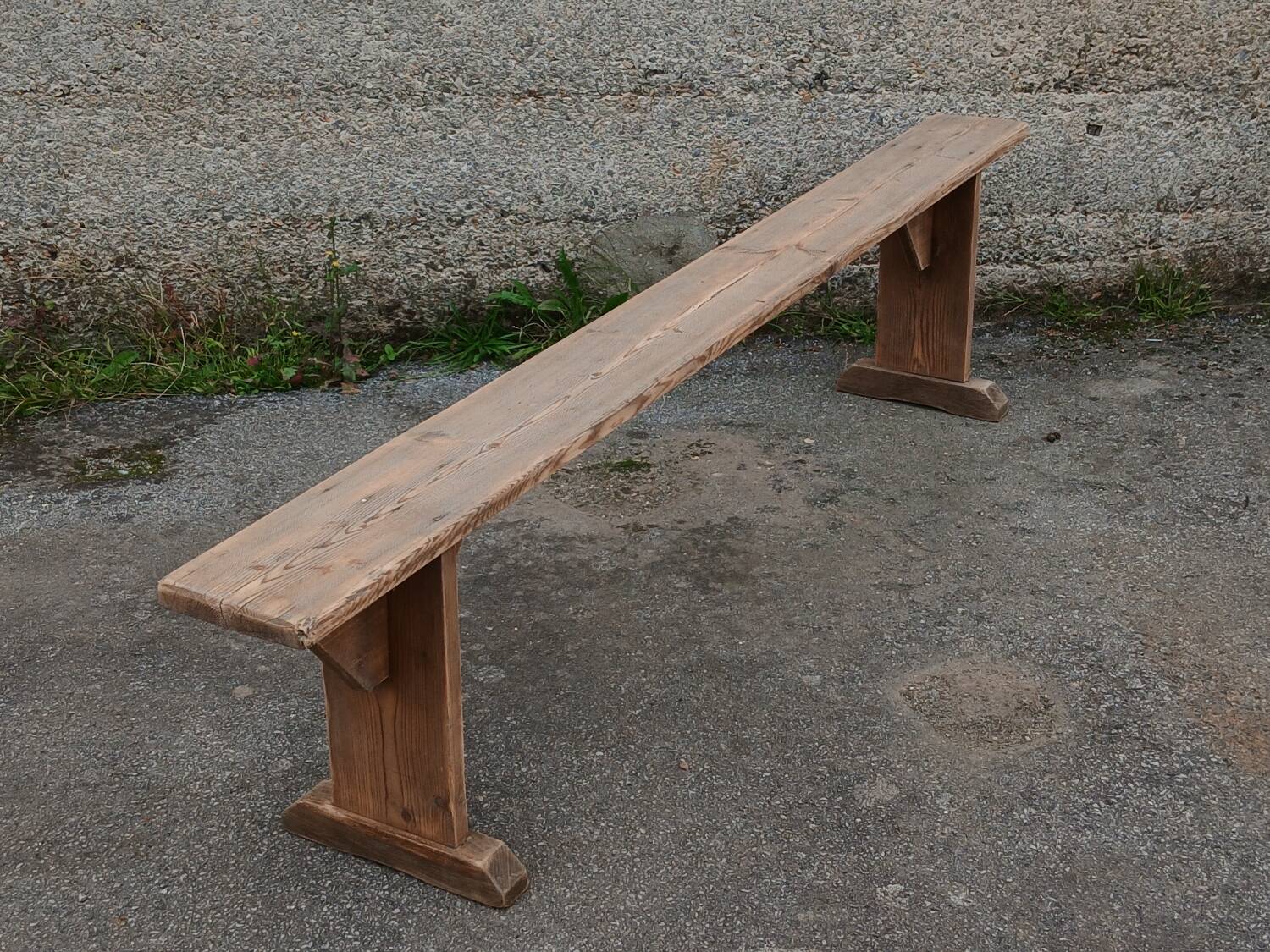 Antique pine farmhouse bench, 200 cm