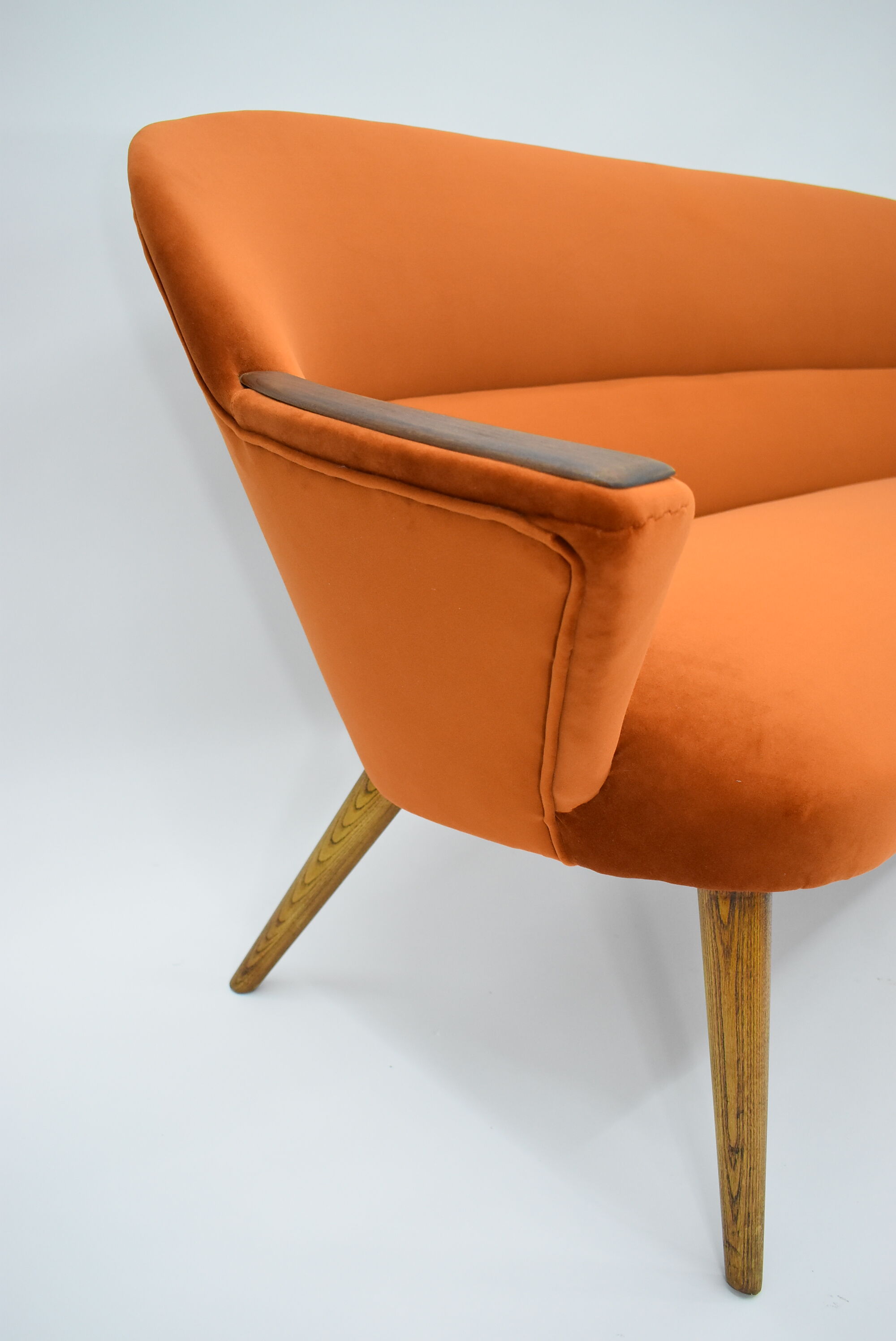 Canapé scandinave vintage Danemark années 1960 velours roux