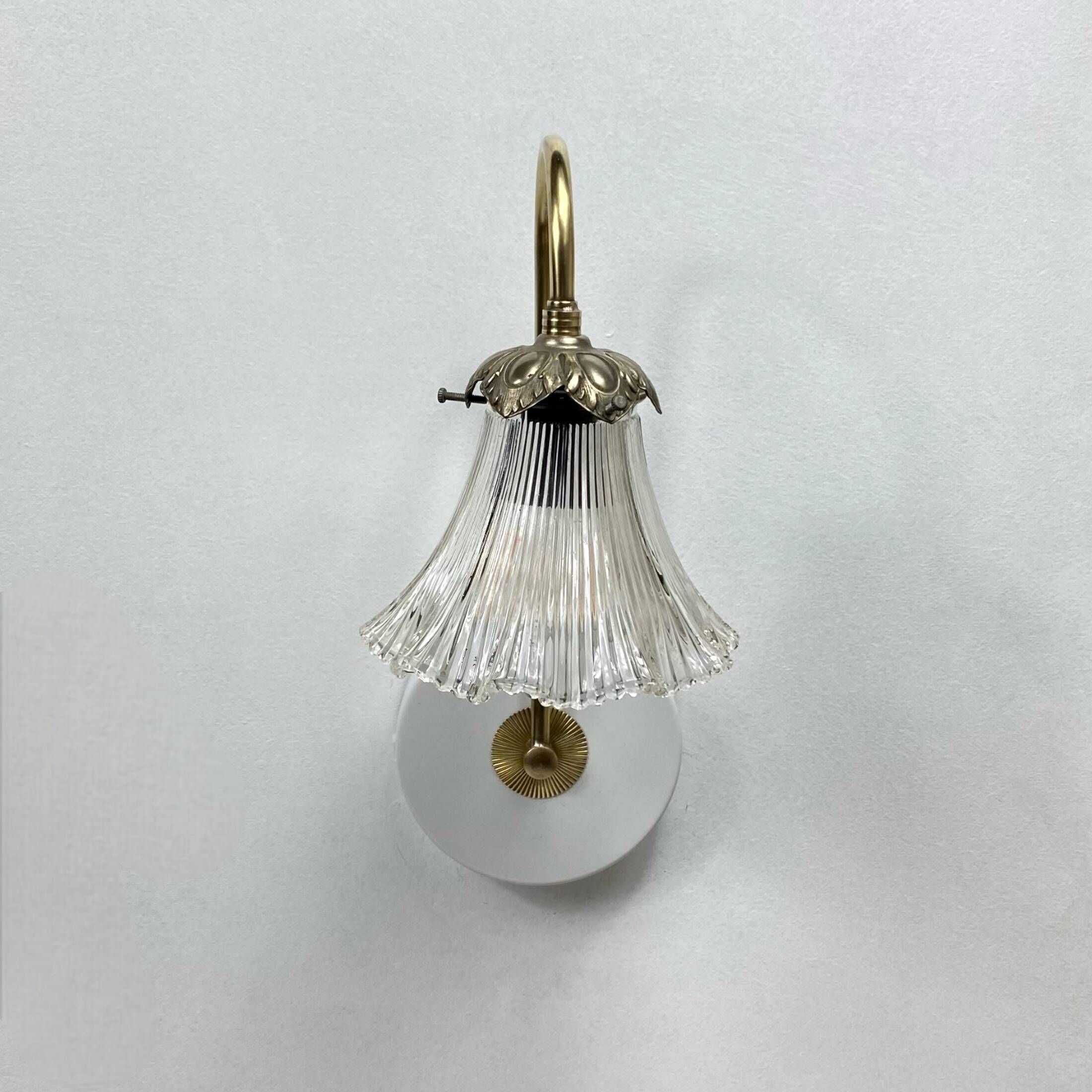Old wall light swan neck brass tulip transparent glass vintage decoration LAMP-7177