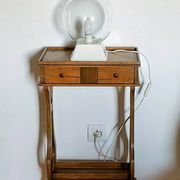 Lyre bedside table, cherry wood, 1960s.
