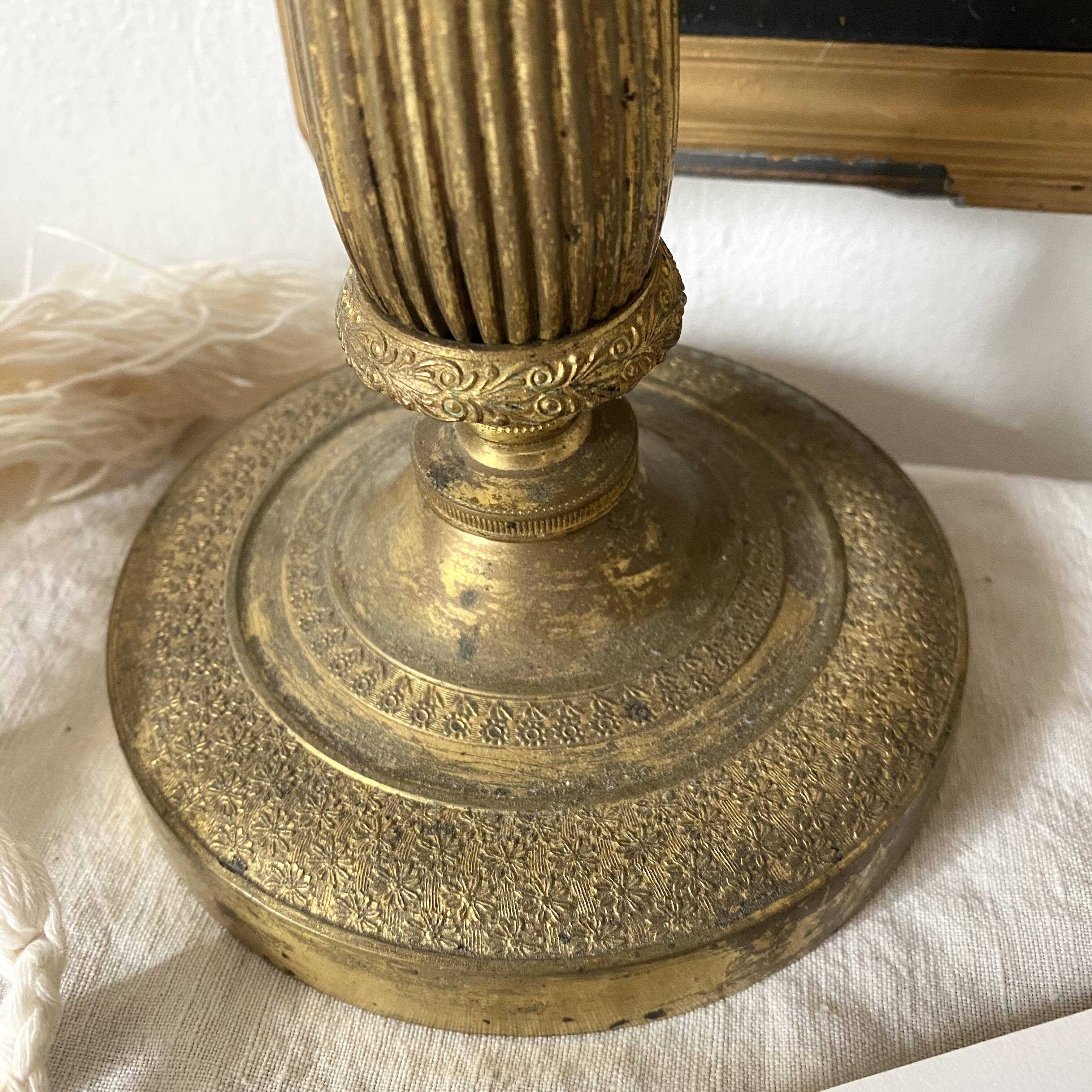 Antique brass candle holder 28 cm