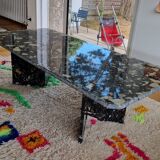Vintage black terrazzo coffee table