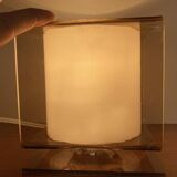 Cube table lamp in smoked plexiglass 70s
