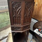 Pair of Gothic style cabinets in dark oak from the 19th century.