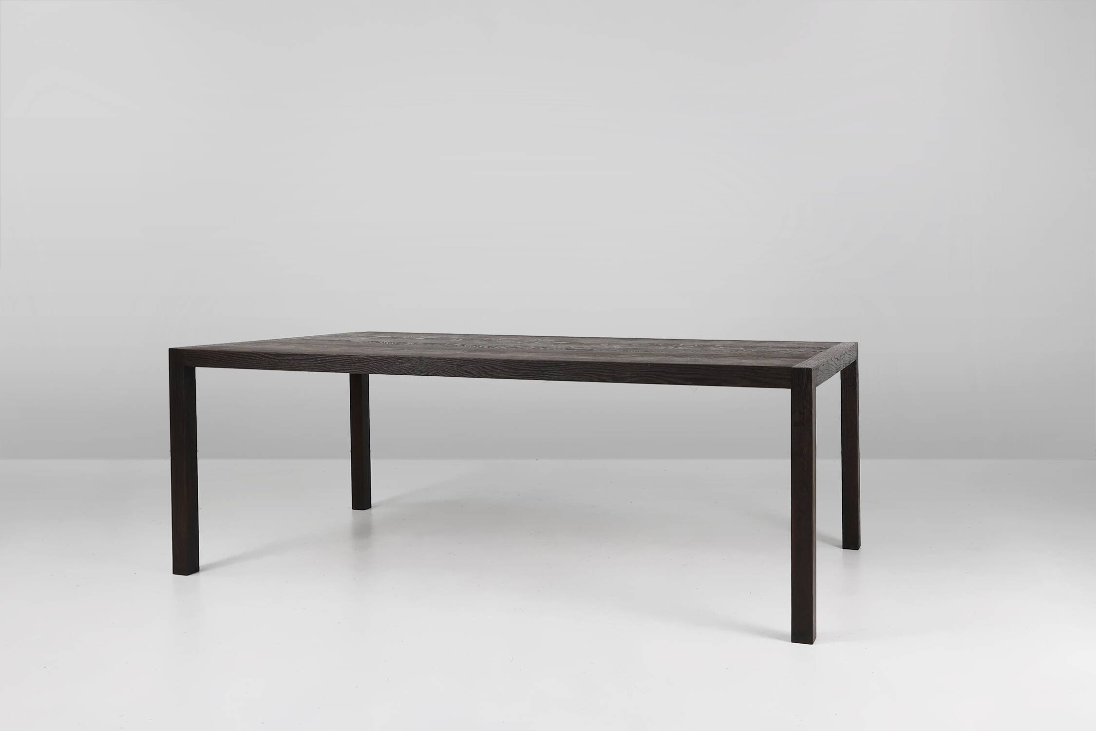 Large Vintage dinner table in blackened oak, Belgium ca. 1980